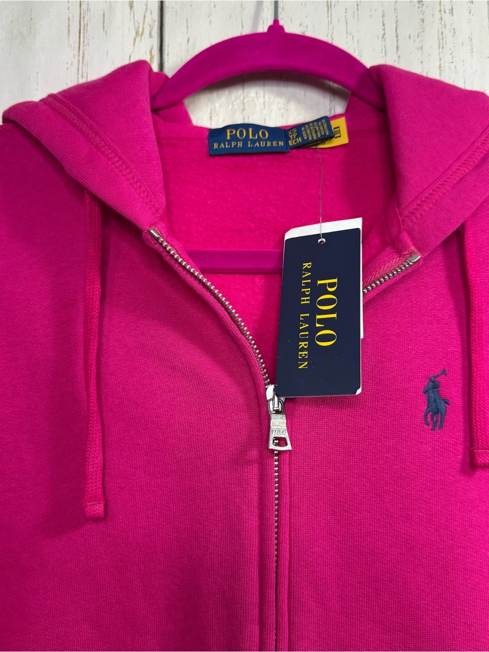 Polo Ralph Lauren Hot Pink Full Zip Hoodie Size XS NWT Preppy Pony Logo Sporty - Picture 3 of 14